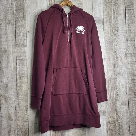 Roots Burgundy Hoodie Sweater Dress Size Large - Picture 1 of 10